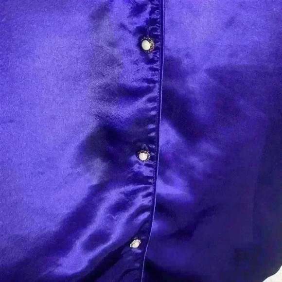 Vintage Victoria Secret M/L Nightgown Purple Pearl Button Down Sheer Sleeves - Picture 2 of 7